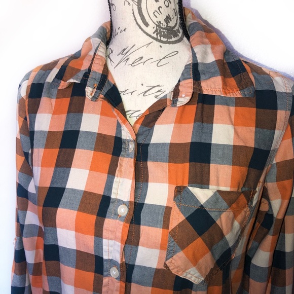 I LOVE H8I  SMALL ORANGE / NAVY BLUE LONG SLEEVE S - Picture 2 of 8